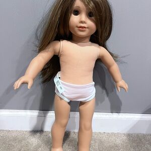American Girl Doll Long light Brown Hair, brown eyes